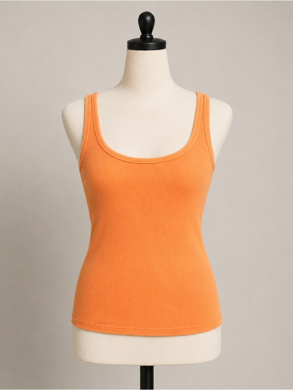 Topshop Ribbed Tank Top Orange Fitted Cotton Basic Y2K Summer Stretch Cami